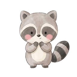 A shy raccoon playing peek-a-boo