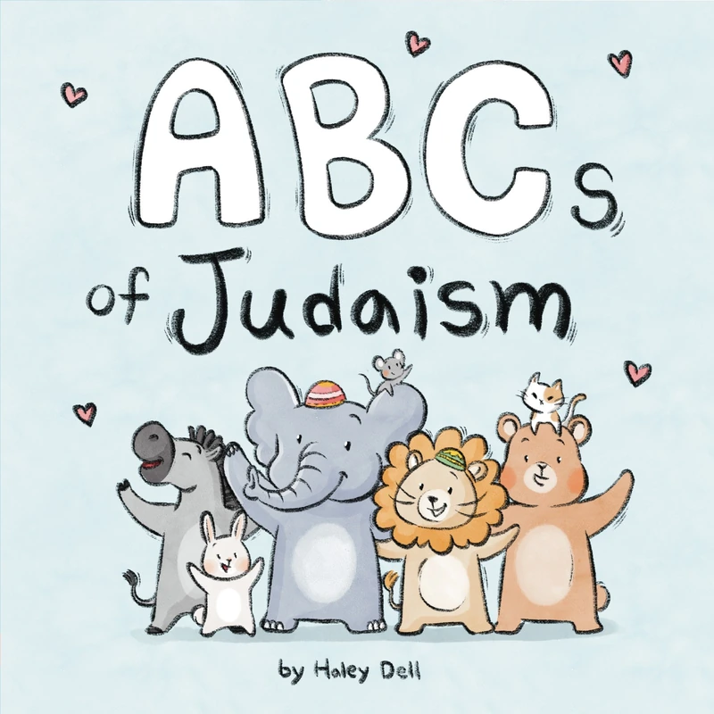 Cover of ABCs of Judaism, with smiling animal friends beneath the title.
