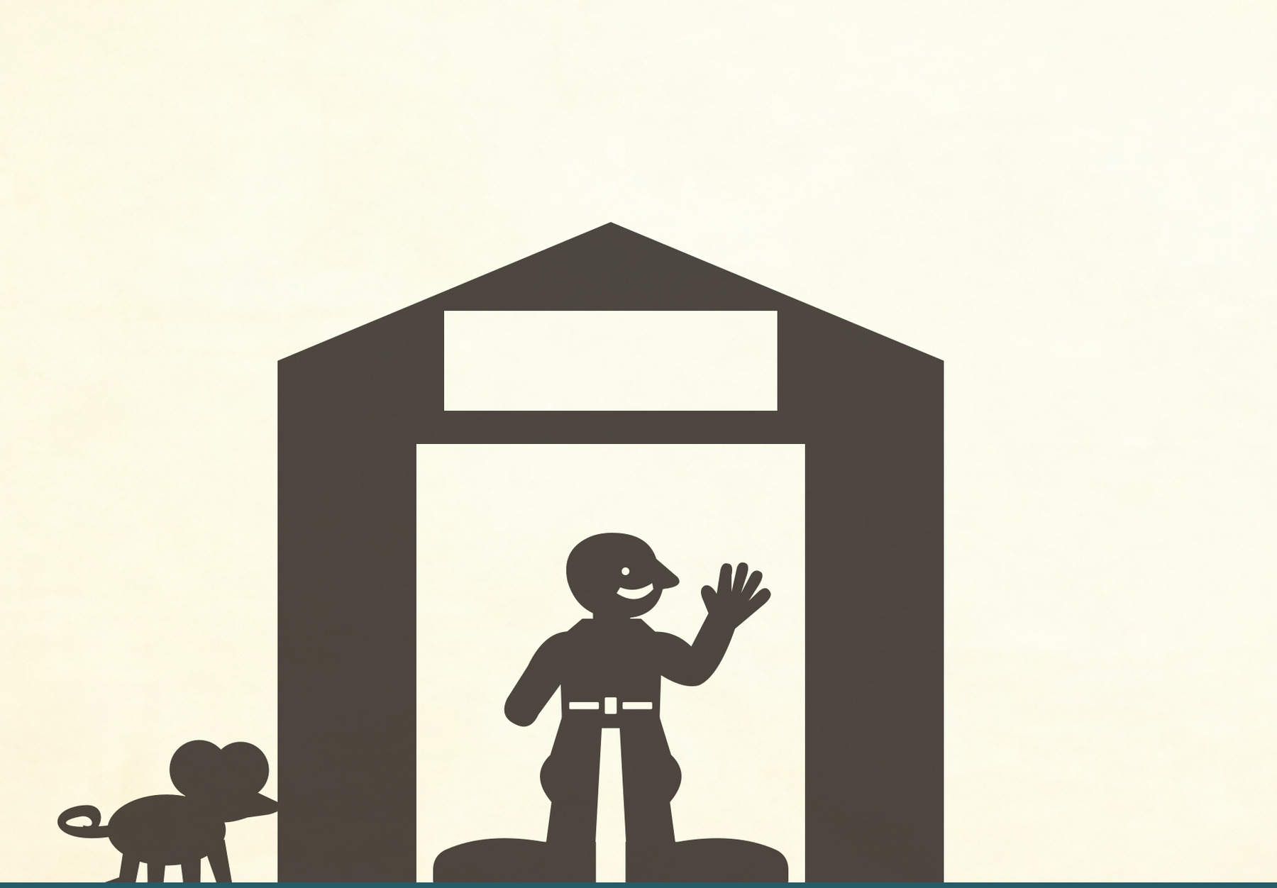 The little giant fits beneath the roof and within the open doorway.