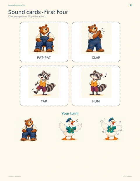 Actual page 2 from Goose’s Ridiculous Orchestra